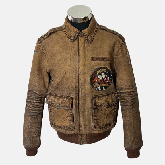 NWT Polo ralph lauren Leather Flight Jacket Sz Large L - Picture 1 of 14